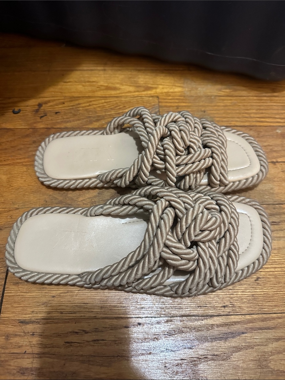 Zara Rope Knot Slide Sandals - Taupe - Picture 2 of 3